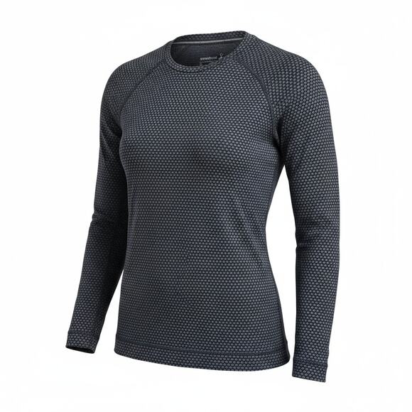 Smartwool Base Layer 250 Merino Wool Thermal Womens Medium Black Grey Dot Crew - Picture 1 of 7